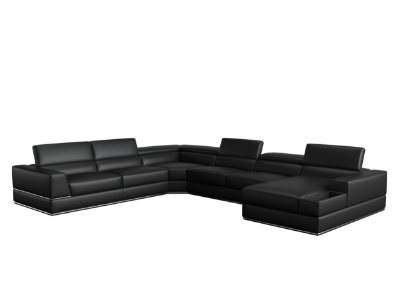 Picture of Divani Casa Pella - Modern Black Italian Leather U Shaped Sectional Sofa