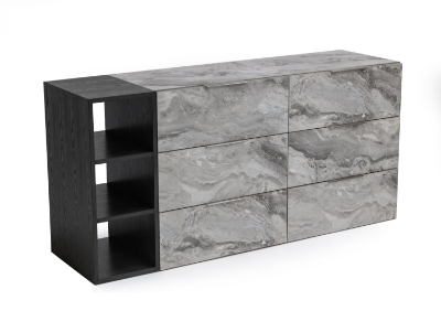 Picture of Nova Domus Maranello - Modern Grey Wash & Faux Marble Dresser