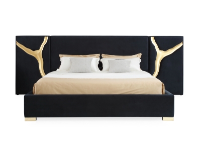 Picture of Modrest Aspen - Glam Black Velvet & Gold Bed