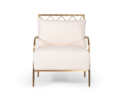 Picture of Divani Casa Ignacio - Glam White Velvet & Gold Accent Chair