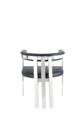 Picture of Modrest Pontiac - Modern Black Vegan Leather and Stainless Steel Dining Chair