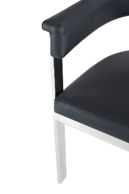 Picture of Modrest Pontiac - Modern Black Vegan Leather and Stainless Steel Dining Chair