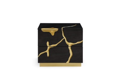 Picture of Modrest Aspen - Modern Black + Gold Bed + Nightstands