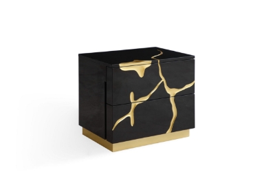 Picture of Modrest Aspen - Modern Black + Gold Bed + Nightstands