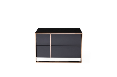 Picture of Nova Domus Cartier - Modern Black + Rose Gold Bed + Nightstands