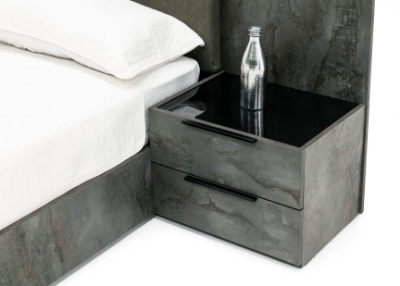 Picture of Nova Domus Ferrara - Modern Volcano Oxide Grey Bed with Nightstands