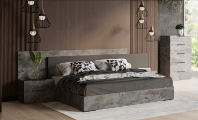 Picture of Nova Domus Ferrara - Modern Volcano Oxide Grey Bed with Nightstands