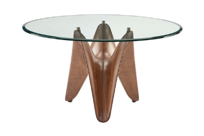 Picture of Modrest Seguin - Round Glass + Walnut Dining Table