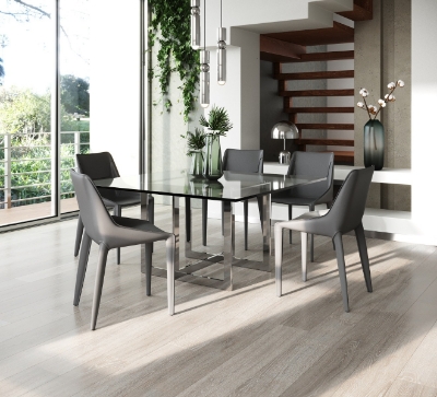 Picture of Modrest Keaton - Square Modern Glass + Stainless Steel Dining Table