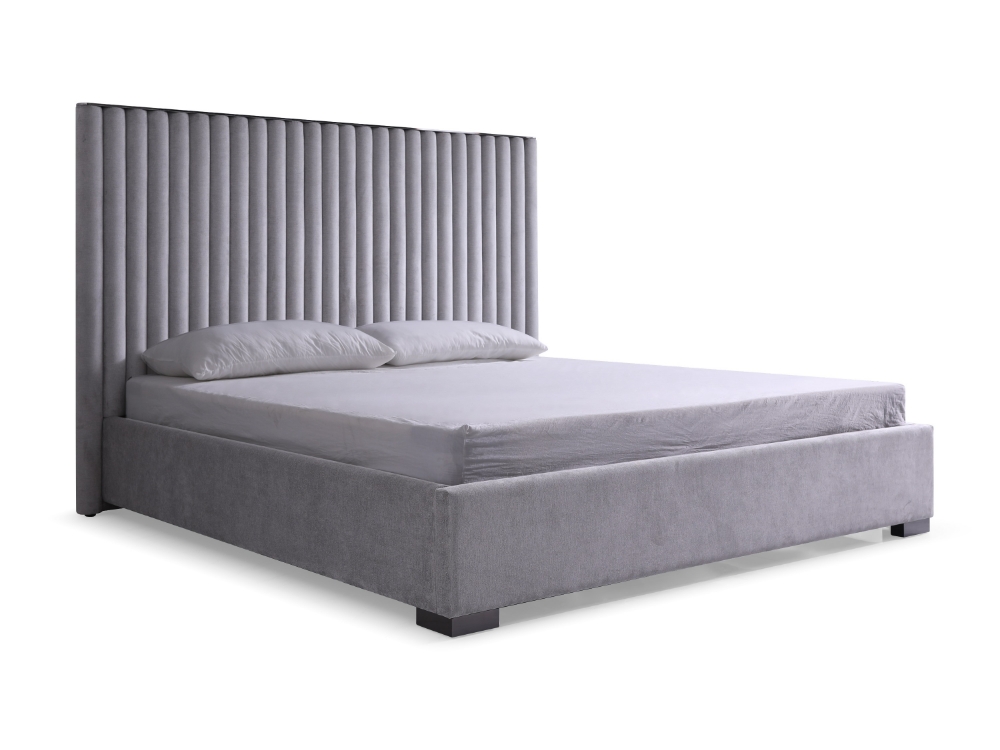 Picture of Modrest Splendor - Silver + Grey Velvet Upholstered King Platform Bed