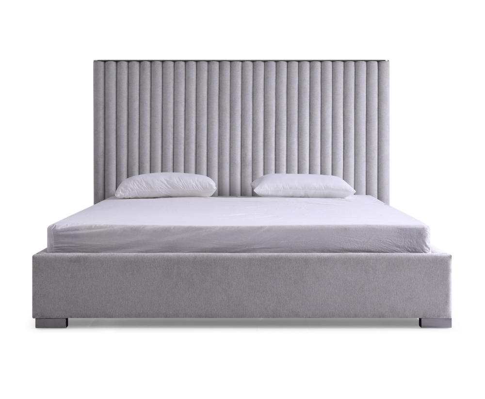 Picture of Modrest Splendor - Silver + Grey Velvet Upholstered King Platform Bed