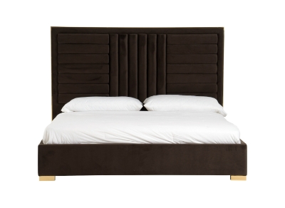 Picture of Modrest Daystar - Modern Dark Brown Velvet & Gold Bed