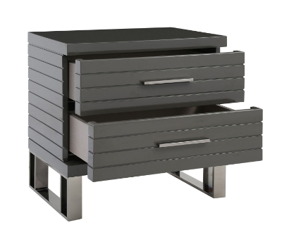 Picture of Modrest Splendor - Grey High Gloss Slatted Nightstand