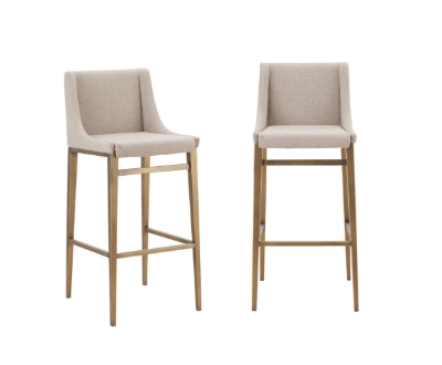 Picture of Modrest Mimi - Contemporary Beige + Brass Bar Stool (Set of 2)