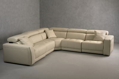 Picture of Lamod Italia Dalton - Modern Italian Cream Leather Sectional + Recliners