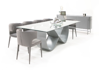 Picture of Modrest Hadley- Glass & Matte Grey Dining Table