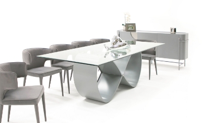 Picture of Modrest Hadley- Glass & Matte Grey Dining Table