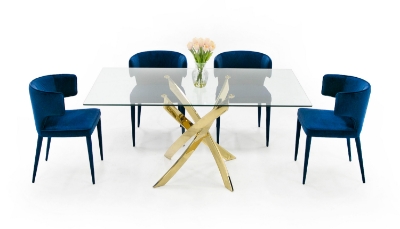 Picture of Modrest Pyrite Modern Glass and Gold Dining Table