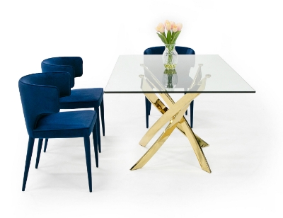 Picture of Modrest Pyrite Modern Glass and Gold Dining Table