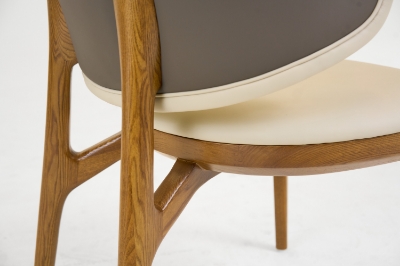 Picture of Modrest Chance - Contemporary Cream Fabric and Brown Leatherette Walnut Dining Chair