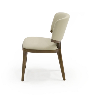 Picture of Modrest Stanley - Contemporary Beige Leatherette and Walnut Set of 2 Dining Chair