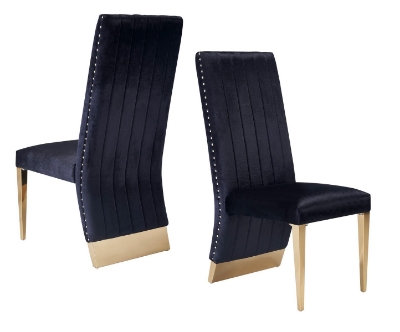 Picture of Modrest Keisha - Modern Black Velvet and Gold Dining Chair Set of 2