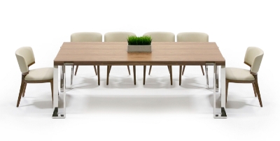 Picture of Modrest Heloise - Modern Walnut & Stainless Steel Dining Table