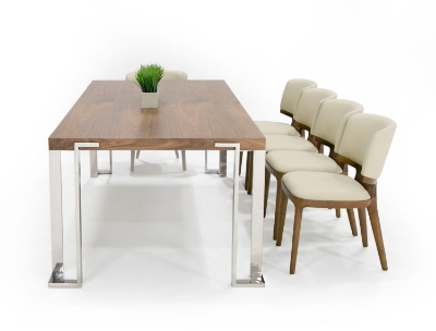 Picture of Modrest Heloise - Modern Walnut & Stainless Steel Dining Table