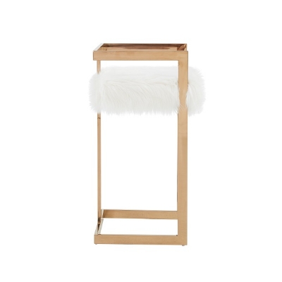 Picture of Modrest Halifax -Modern White Faux Fur and Rosegold Counter Stool