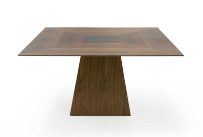 Picture of Modrest Cora- Modern Walnut and Black Tempered Glass Dining Table