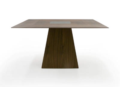 Picture of Modrest Cora- Modern Walnut and Black Tempered Glass Dining Table