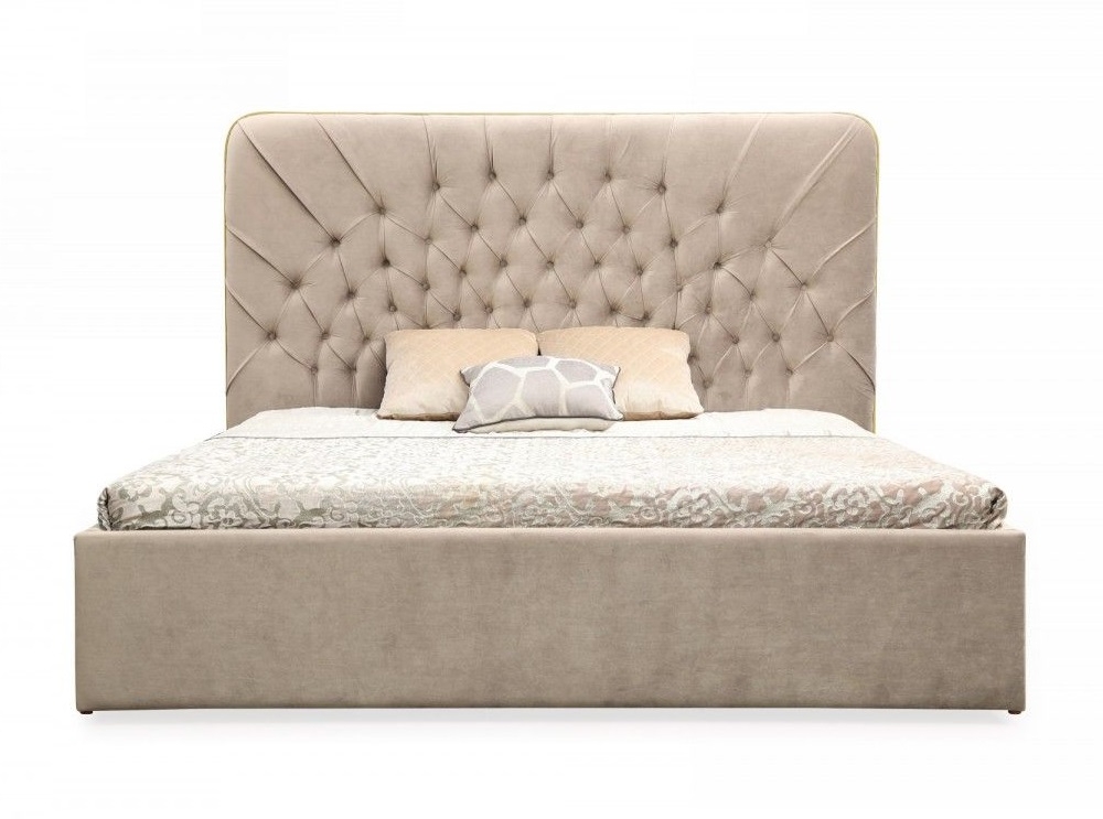 Picture of Modrest Moontide - Glam Beige Velvet and Brushed Brass Bed