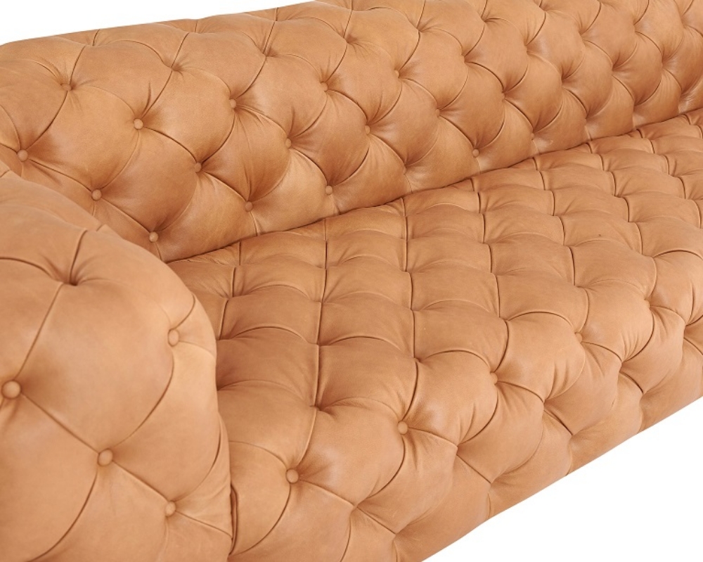 Picture of Divani Casa Dexter - Transitional Camel Full Italian Leather Tufted Sofa