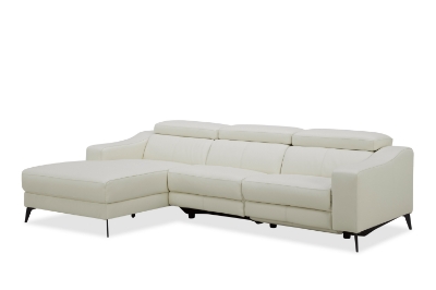 Picture of Modrest Rampart - Modern L-Shape LAF White Leather Sectional Sofa with 1 Recliner