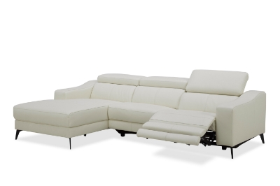 Picture of Modrest Rampart - Modern L-Shape LAF White Leather Sectional Sofa with 1 Recliner