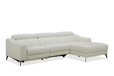 Picture of Modrest Rampart - Modern L-Shape RAF White Leather Sectional Sofa with 1 Recliner