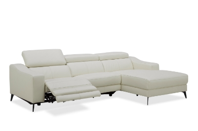 Picture of Modrest Rampart - Modern L-Shape RAF White Leather Sectional Sofa with 1 Recliner