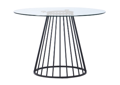 Picture of Modrest Holly - Modern Round Clear Glass and Black Dining Table