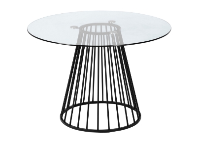 Picture of Modrest Holly - Modern Round Clear Glass and Black Dining Table