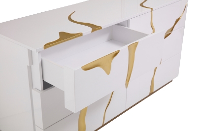 Picture of Modrest Aspen Modern Wide White and Gold Dresser