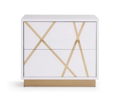 Picture of Modrest Nixa Modern Wide White and Gold Nightstand