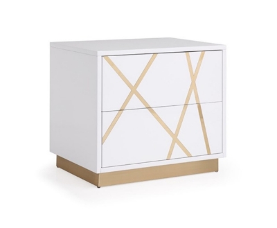 Picture of Modrest Nixa Modern Wide White and Gold Nightstand