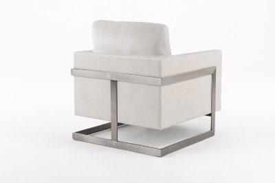 Picture of Modrest Prince - Contemporary Off White Fabric and Silver Accent Chair