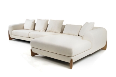 Picture of Modrest Fleury - Contemporary Cream Fabric and Walnut RAF Sectional Sofa