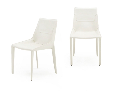 Picture of Modrest Halo - Modern Ivory Saddle Leather Dining Chair Set of 2