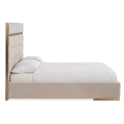 Picture of Modrest Cartier -  Modern Beige Velvet and Brushed Brass Bed