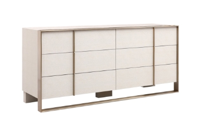 Picture of Nova Domus Cartier - Modern Beige Shagreen and Brushed Brass Dresser