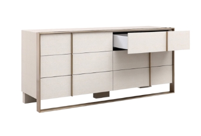 Picture of Nova Domus Cartier - Modern Beige Shagreen and Brushed Brass Dresser