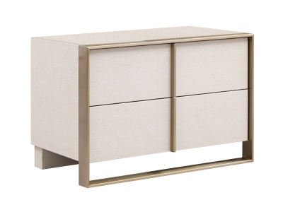 Picture of Nova Domus Cartier - Modern Beige Shagreen and Brushed Brass Nightstand