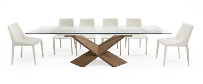 Picture of Modrest Scott - Modern Walnut and Glass Extendable 70.5"/106" Dining Table